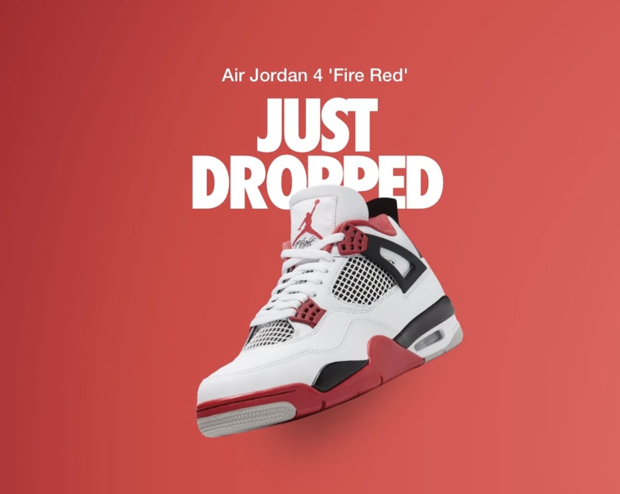 fire red jordan 4 shock drop