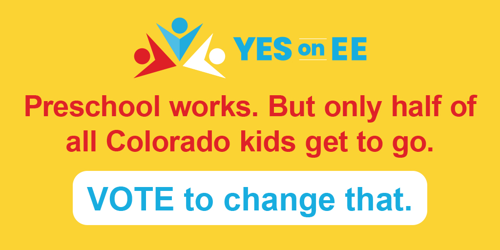 garycommunity's tweet photo. Colorado’s Preschool Program only has funding for 40% of eligible students. This November, your vote can secure free access to preschool education for all Colorado four year-olds #YesOnEE #ForCOKids. https://t.co/9KIxAh8pig https://t.co/DsduQc9yHc