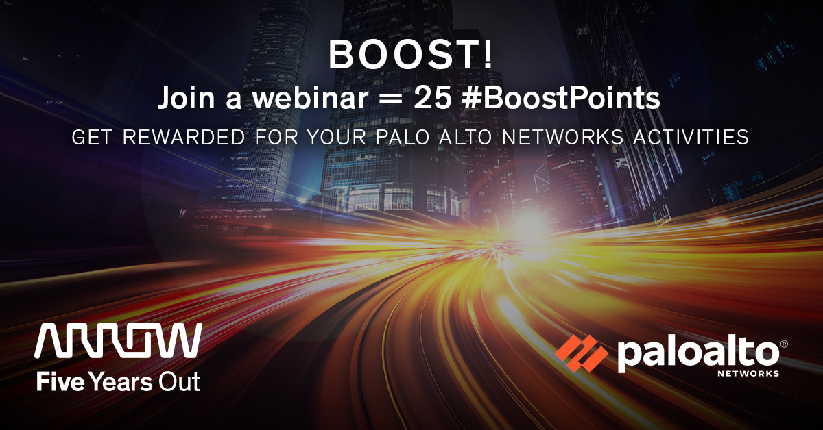 mrdmsmith's tweet photo. Give your @PaloAltoNtwks sales a BOOST!
Exclusive?! Yes, it's just for Arrow @NextWavePartner's. A Partner Rewards Programme with amazing prizes every quarter. Join today! - https://t.co/DzY7d7aZyr #BoostPoints #NextWavePartner https://t.co/MC1ykEKc5w