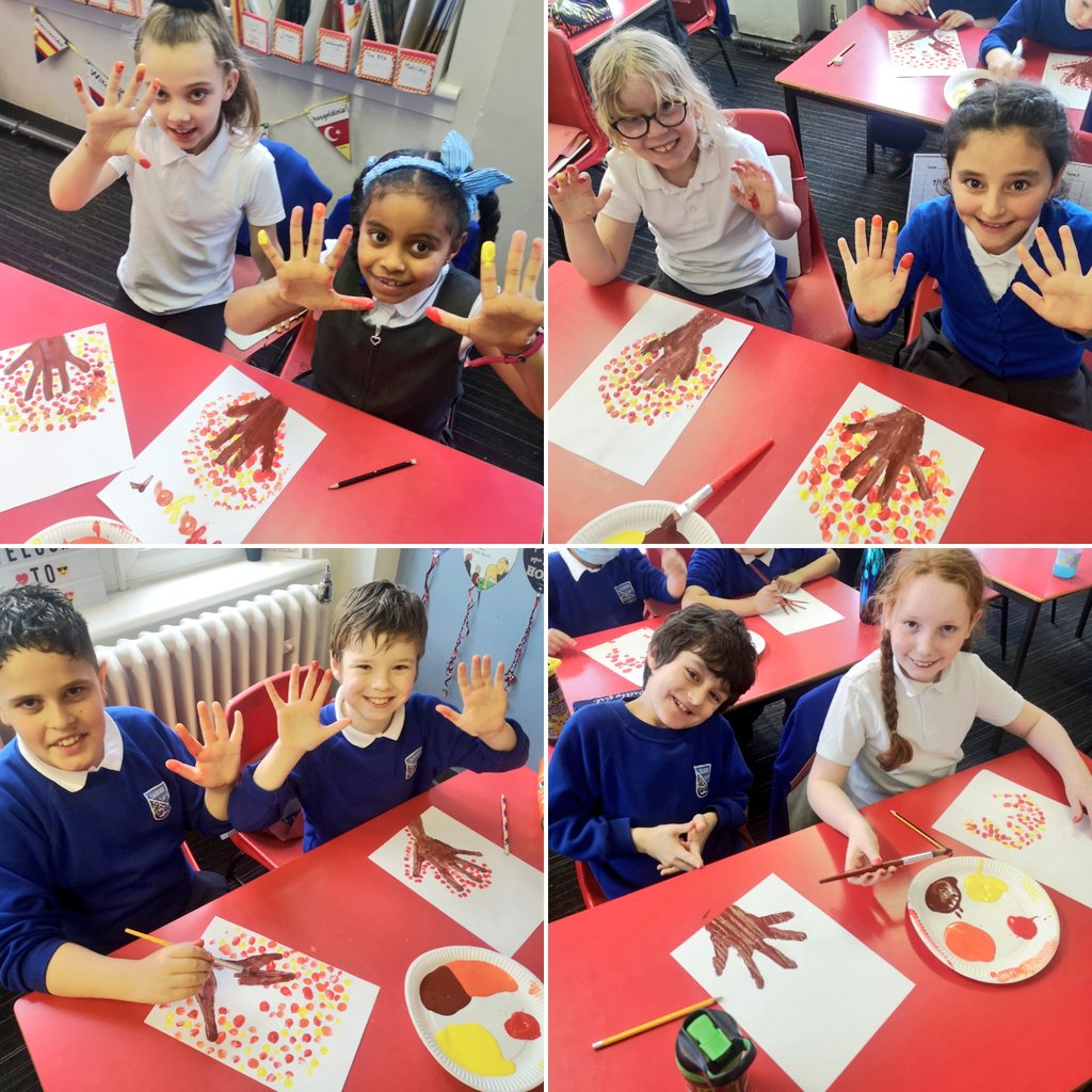 MissSzula's tweet photo. Today we watched the screening of #ThePromise @SeedThePromise and we discussed many important topics such as nature connection & climate change. P4 used the visuals from the film as inspiration to create forest finger paintings πππ @CadderPrimary #Nature https://t.co/hquVhxcIIM