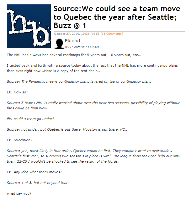 Source: yeh, most likely in that order. Quebec would be first. They wouldn't want to overshadow Seattle's first year, so surviving two season's in place is vital. The league feels they can help out until then. 22-23
https://t.co/Ij0g5G9ucu
#cavabienlnh
#Nordiques https://t.co/ncydVVSzqH