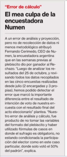 #Plebiscito2020 #25Octubre #Chile #Encuesta 

En el capítulo de 'excusas inaceptables' hoy en @La_Segunda NUMEN se enteró 'por la prensa' que el voto era voluntario... se ve que era un trabajo muy profesional... Un poquito de pudor... 🤬