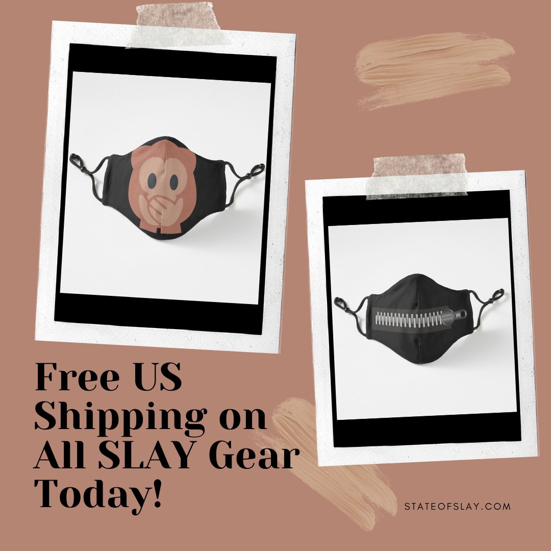 state_of_slay's tweet photo. Free US shipping on all SLAY Gear TODAY ONLY! Shop new 3 layer fitted masks with a glasses-friendly nose wire, or many other products at https://t.co/60PszO46FQ. Many discounts throughout the store, so shop today. #Masks #FaceCovering #Virus #SlayOn #SlaySale #Gifts #Holiday https://t.co/iTtgjj6RfW