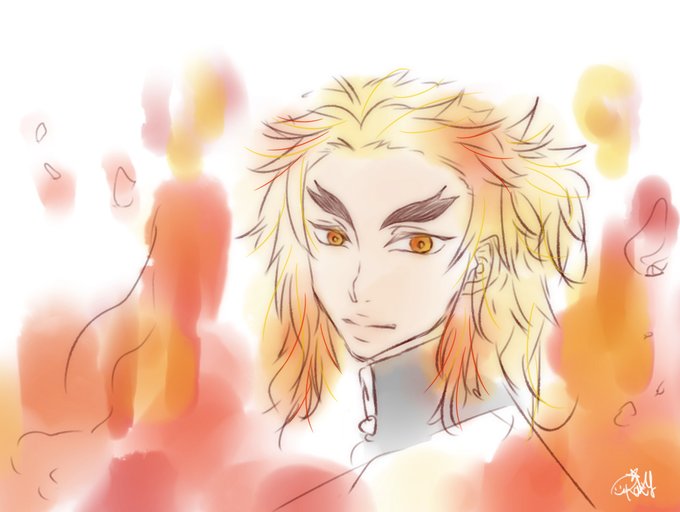 RaiさんがTwitterに投稿した煉獄杏寿郎(鬼滅の刃)のイラスト。