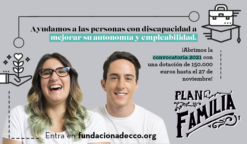 fund_adecco's tweet photo. 📢Abrimos la V Convocatoria #PlanFamilia 2021 con una dotación de 150.000 euros para facilitar el acceso al empleo a personas con #discapacidad en riesgo de exclusión social y avanzar en nuestra misión: #EmpleoParaTodos.

➡️Consulta toda la información en https://t.co/J1vyKRzHBc https://t.co/XX9fjyg1uB