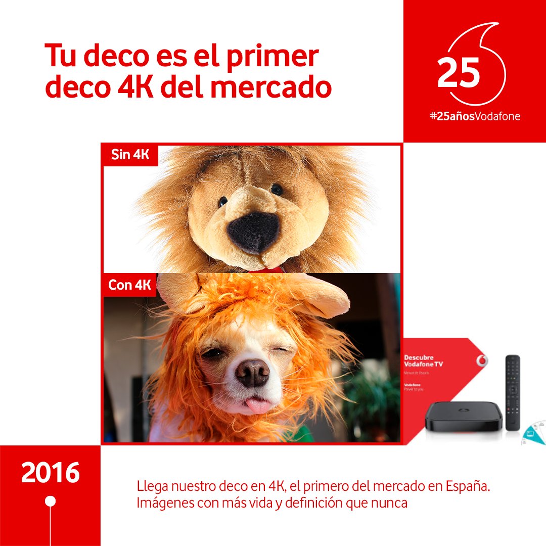 vodafone_es's tweet photo. Llevamos 4 añitos con @HBO_ES en @VodafoneTV_es. Los mismos que con el deco 4K. Quién nos iba a decir que hoy nos recomendarían mínimo una serie en cada conversación 🥲

#25AñosVodafone https://t.co/YCCIBcWmMm