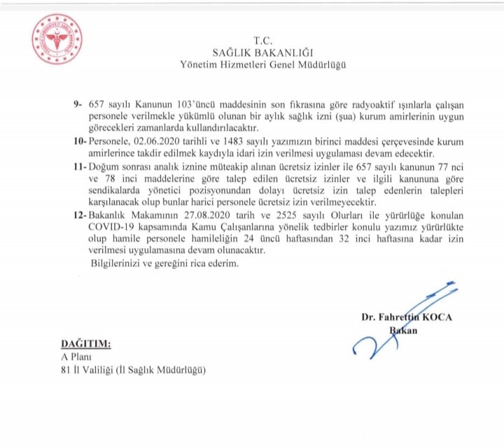 Sağlık Bakanlığından Izin ve istifa yasakları ile ilgili genelge yayınladı...