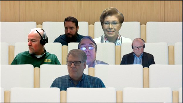 MikeKesslerPhD's tweet photo. I discovered the Together Mode today in Microsoft Teams during a meeting about research opportunities with DoD this morning.  It's pretty cool, but somehow, it's not the same... https://t.co/gvxZ8KNin6