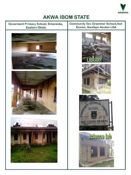 Dear  @govudomemmanuel , Since Mar 2019, we have identified 3 dilapidated schools in Akwa Ibom. These schools need your URGENT ATTENTION and we call on govt & SUBEB officials to prioritize these schools renovation NOW.  #FixPublicSchools  @Helizahbeth  @veeveerich