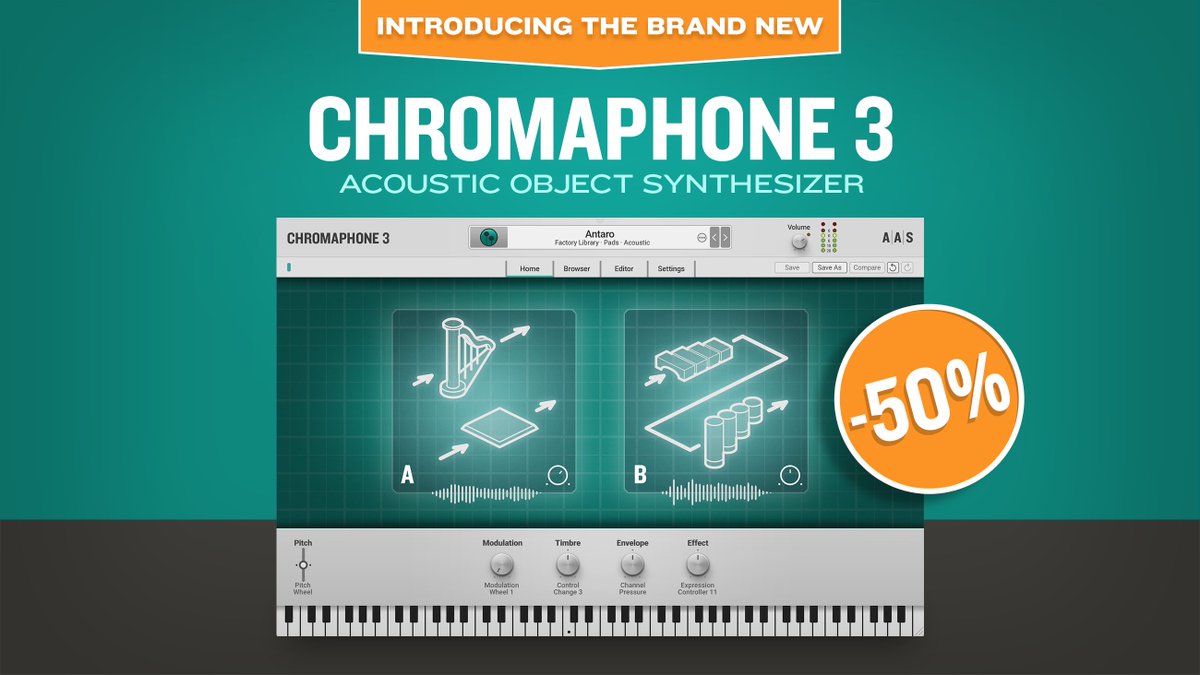 AAS_News's tweet photo. CHECK IT OUT! Introducing the brand new Chromaphone 3I - IT'S OUT NOW! 50% OFF introductory price on everything Chromaphone https://t.co/LQnuwRTDWy #chromaphone #chromaphone3 #plugin  #aas #synth #vst #multitimbral https://t.co/ubzlnQWCBH