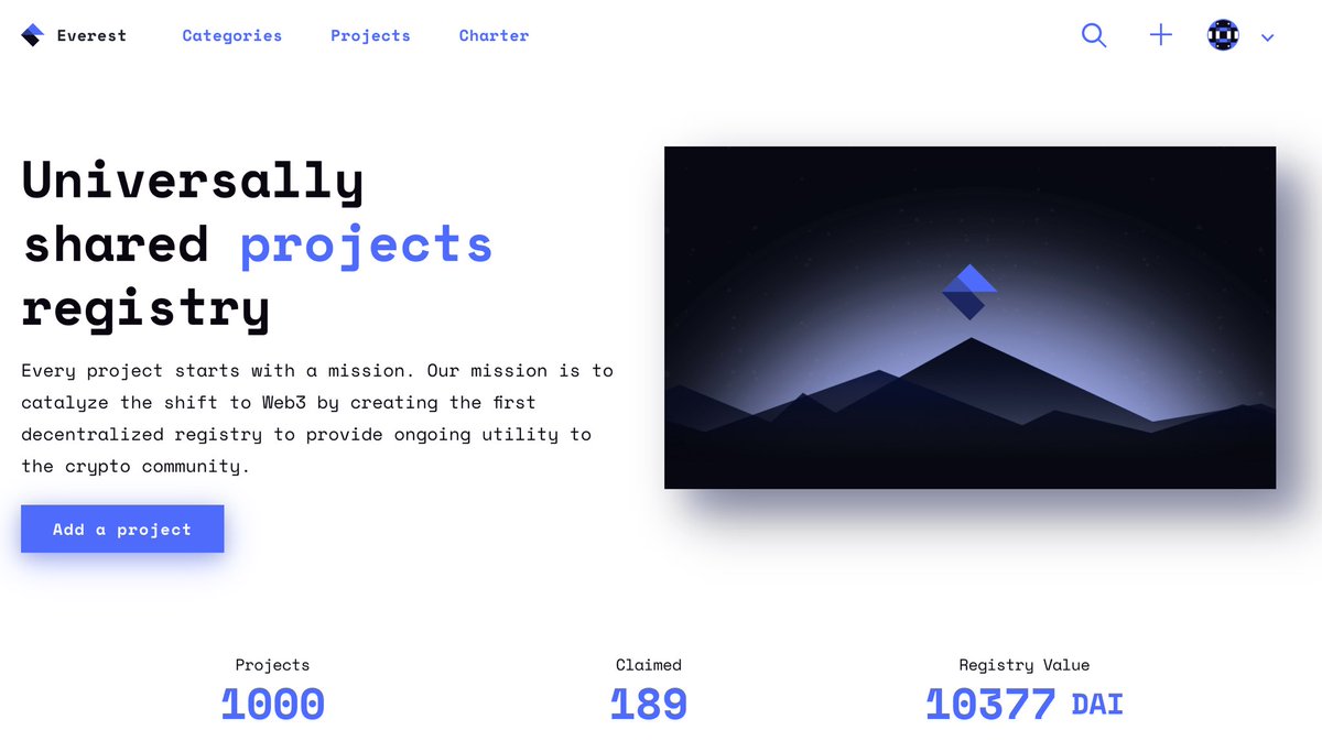 We have just added the 1000th project on Everest! Congratulations <a href="/graphprotocol/">The Graph</a> for reaching this milestone. Everest is a universally shared projects registry, built on IPFS and Ethereum. We are proud to be part of this vibrant community 👨‍🚀 💫