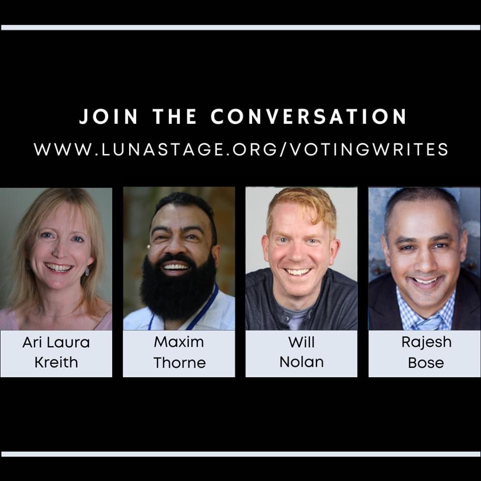 lunastageco's tweet photo. Tonight is the FINAL SONGS OF SUFFRAGE conversation! Join @jim_knable, @LeolasLadyLand, @Maximthorne, @AriLauraKreith, and @rajeshbrajesh tonight at 8 PM EST. #VotingWrites https://t.co/MphHlXjXsx