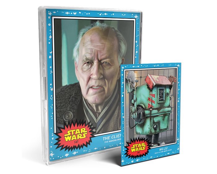rebelbasecard's tweet photo. Very happy to see Werner Herzog’s ‘The Client’ card added by @roguetrader58 & @topps to #thelivingset this week - appropriate since we have new episodes coming later this week! And how about this battle Gonk: WG-22 from #SoloaStarWarsStory - love the deep cut! Both on sale online https://t.co/Bhz3NFjhYc