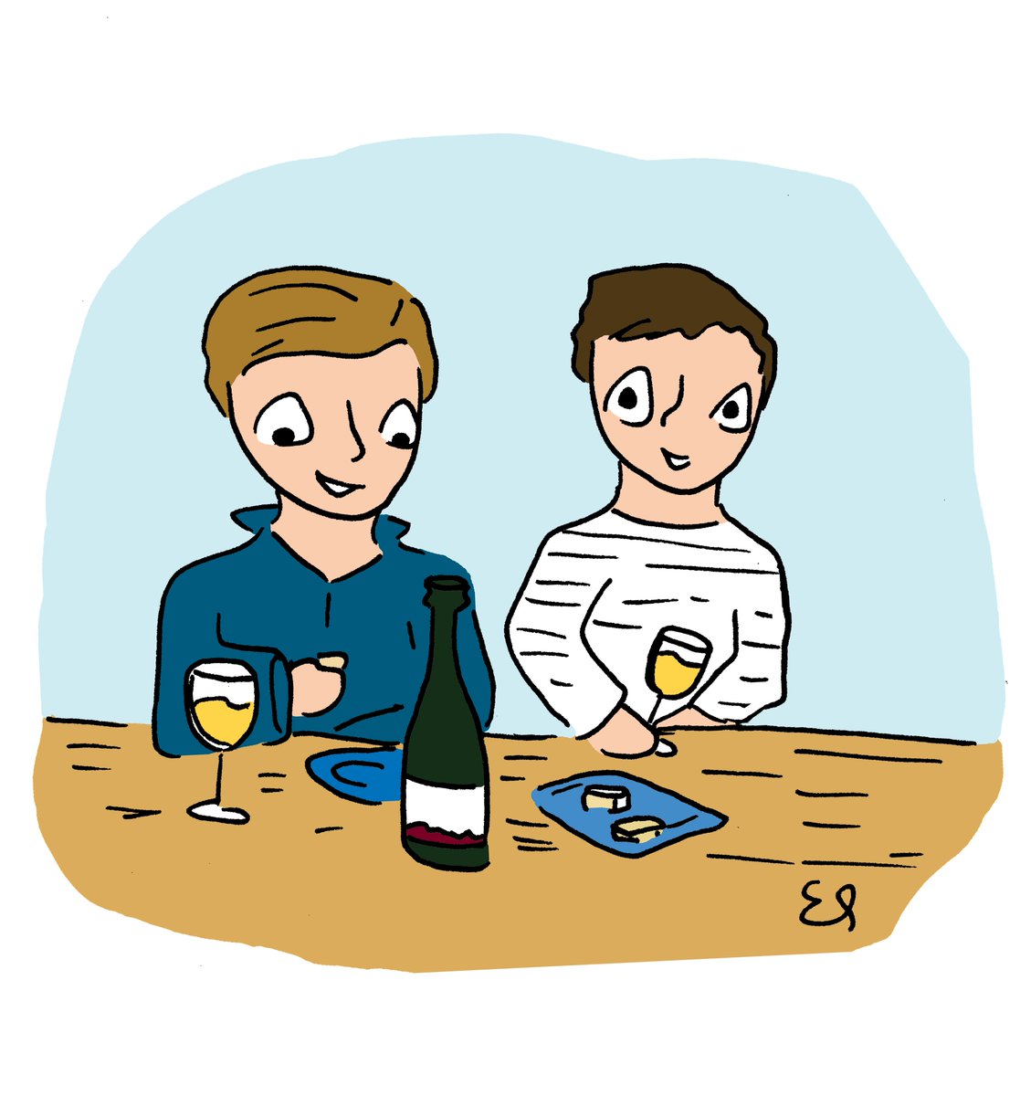 Much love to our pal @PintsandPanels who has immortalised @PellicleJonny and I in cartoon form. It's just like the video for Take On Me only way cuter, and with booze.
