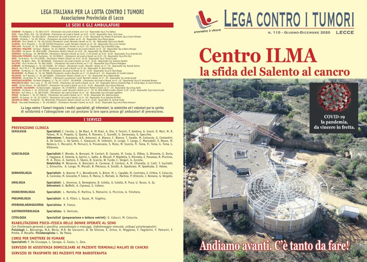 RIVISTA LILT LECCE N. 110 legatumorilecce.org/la-nostra-rivi… >> CLICCA rivista n. 110 e copertina n. 110
 Disponibile on line e in occasione della campagna di raccolta fondi "Una stella per la speranza".
Al suo interno ilcontributo del PROF. SILVIO GARATTINI scienziato italiano.