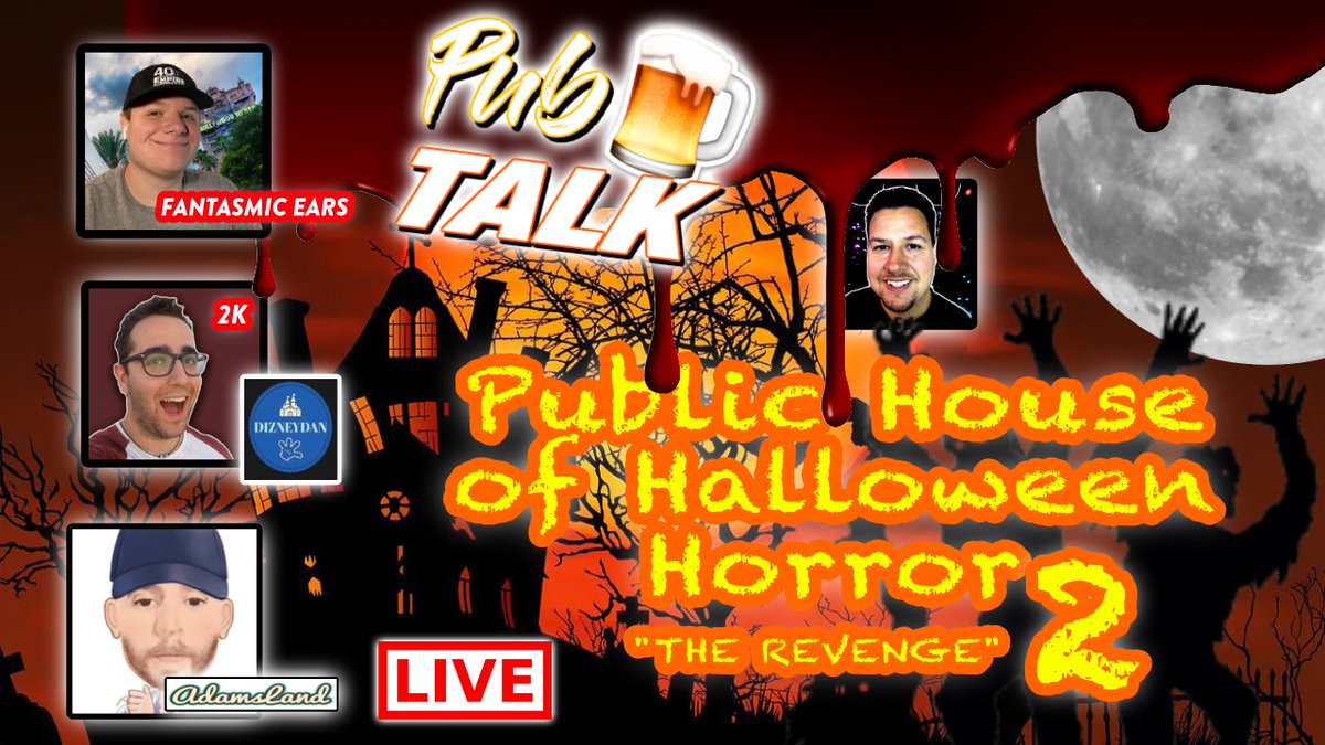 robfuz's tweet photo. SCHEDULE CHANGE THIS WEEK - HALLOWEEN LIVE STREAM, THURSDAY OCTOBER 29th 4pm est - #PubTalk 42 - Public House Of Halloween Horror Part 2 "The Revenge" 2020 - LINK: https://t.co/mcJhcjMANo via @ThisIsAdamsLand @EbsLilChannel @DizneyDan @FantasmicEars https://t.co/FkUqNN6JeN