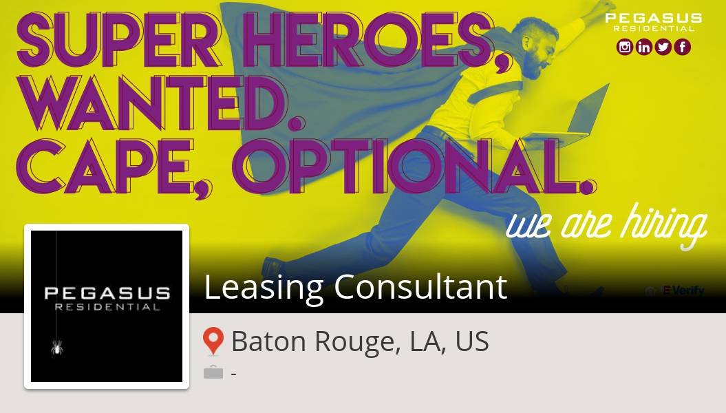 #PegasusResidential is hiring a #Leasing #Consultant in #BatonRouge, apply now! #job workfor.us/pegasusresiden… #pegasuspower #wemakepigsfly #pegasusresidential #wehelppeoplefindhome #pegasus