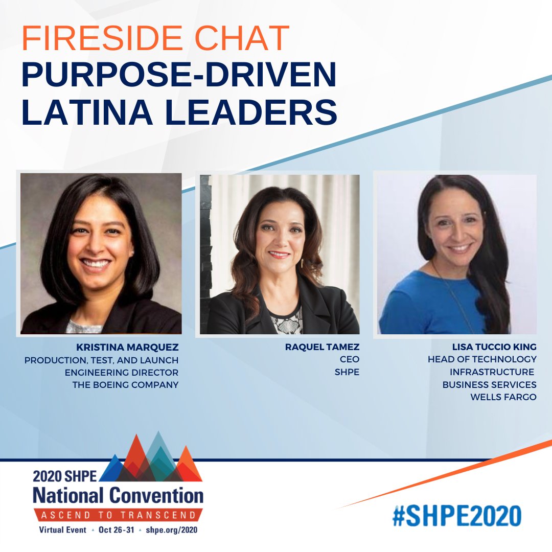 raquel_tamez's tweet image. At 2:30 EST today, as part of #SHPE2020, I’ll be participating in a fireside chat with two Latina leaders: @WellsFargo’s Lisa Tuccio King; and @Boeing’s Kristen Marquez.

We’ll talk about initiatives aimed at improving D&amp;amp;I—and creating more opportunity for #HispanicsinSTEM.
