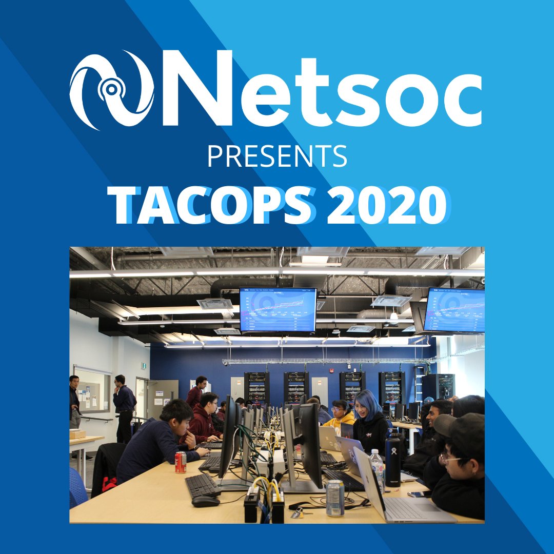 OT_Netsoc's tweet photo. It's happening! TACOPS 2020 is on November 14th and is 100% virtual + Free! 

Join us for a day of networking, hacking, @meraki challenges, and more! 

Register here: https://t.co/uwpQkbgFRj

We'll be posting more about this awesome event, so make sure to stay tuned! https://t.co/q8hfFOvAOX