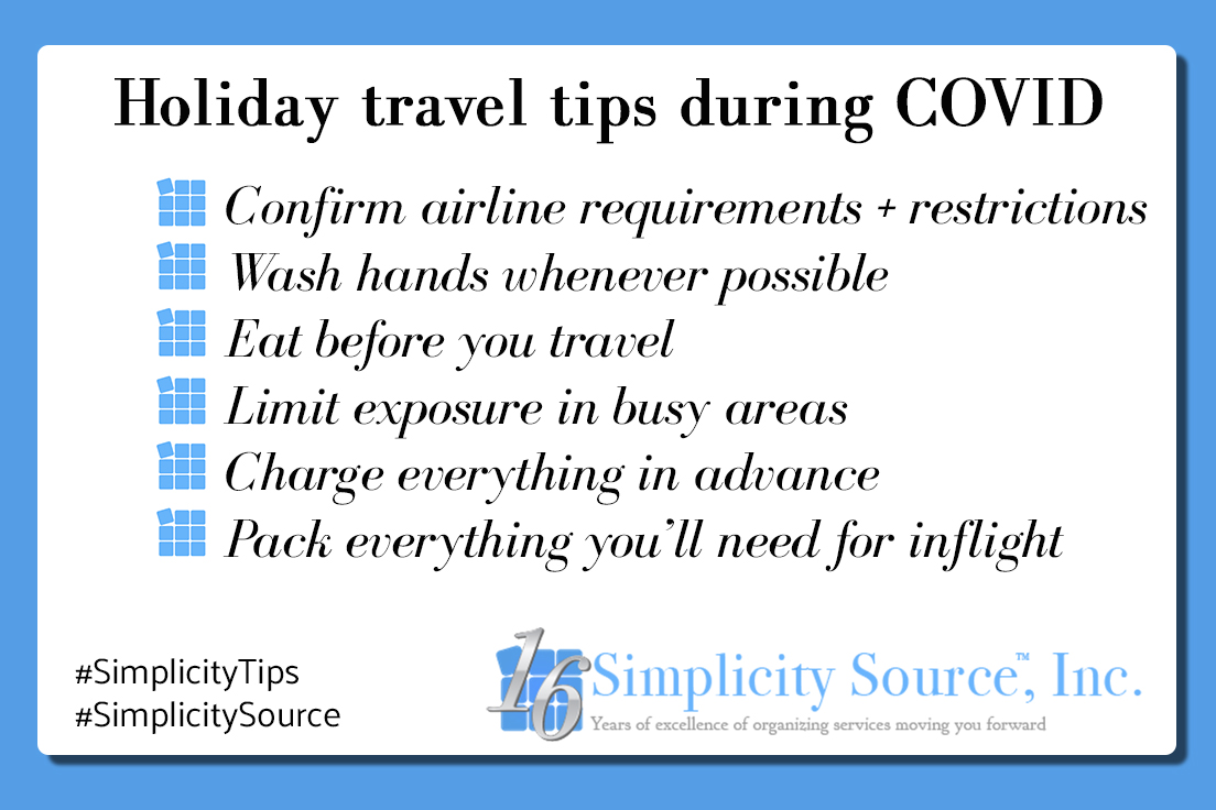 simplicity4you's tweet image. A little advanced planning can go a long way.  ✈️ If you are planning to travel during the holidays, make sure you factor in a few extra steps to stay are safe. #traveltips #SimplicitySource #SimplicityTips #COVID😷