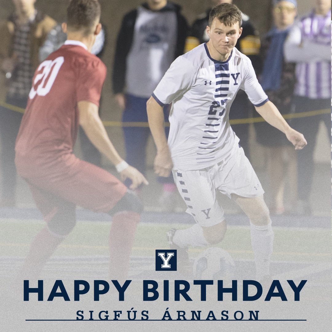 From Iceland to New Haven, we wish sophomore, Sigfús Árnason, a very happy birthday‼️ @SiggyA3 had an outstanding 1st year as a starting left midfielder w/ multiple assists &amp; goals. Great 1v1 attacking w/ excellent crossing &amp; set piece service. Have a great day!! 🎉🎂🍦