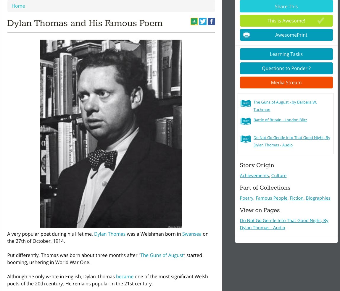 One of the most-famous poets writing in English, Dylan Thomas is born in Swansea, Wales on October 27, 1914. Meet Dylan Thomas who lived hard, wrote beautifully and died young (at 39) while leaving behind some of the most-loved poems in English. <a href="/ramsgate2323/">skip nagelvoort</a> <a href="/aslore/">Jim Bos</a>