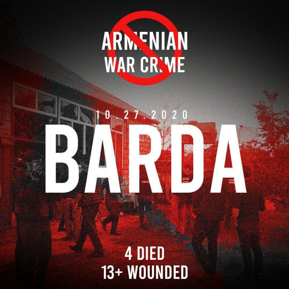 Biz inanırıq ki, Azərbaycan Ordusu bu qanı yerdə qoymayacaq!
Allah ölənlərə rəhmət eləsin! 🙏
#Bardacity #StopArmenianAggression #StopArmenianOccupation #KarabakhisAzerbaijan #DontBelieveArmenia #ArmeniaKillsCivilians
#SABAH2020 
#PrayForBarda
