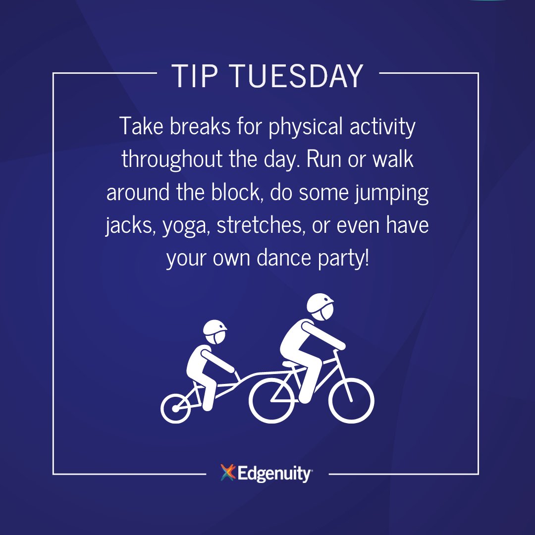 EdgenuityInc's tweet image. Check out YouTube for a quick 10 min stretching or workout video! 💪
#edgenuity #onlinelearning #learningin2020 #edtech #education2020  #tiptuesday #onlinelearningtips