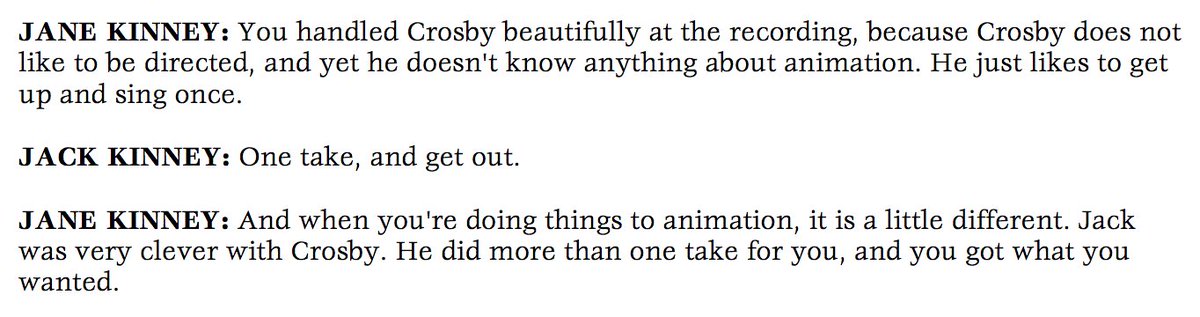 How did some of the key figures feel about Crosby's involvement with "Ichabod" in later years? They had one particular thing in common—Bing's inability to take direction from others. First is production supervisor Ben Sharpsteen, and directors Jack Kinney and Gerry Geronimi.