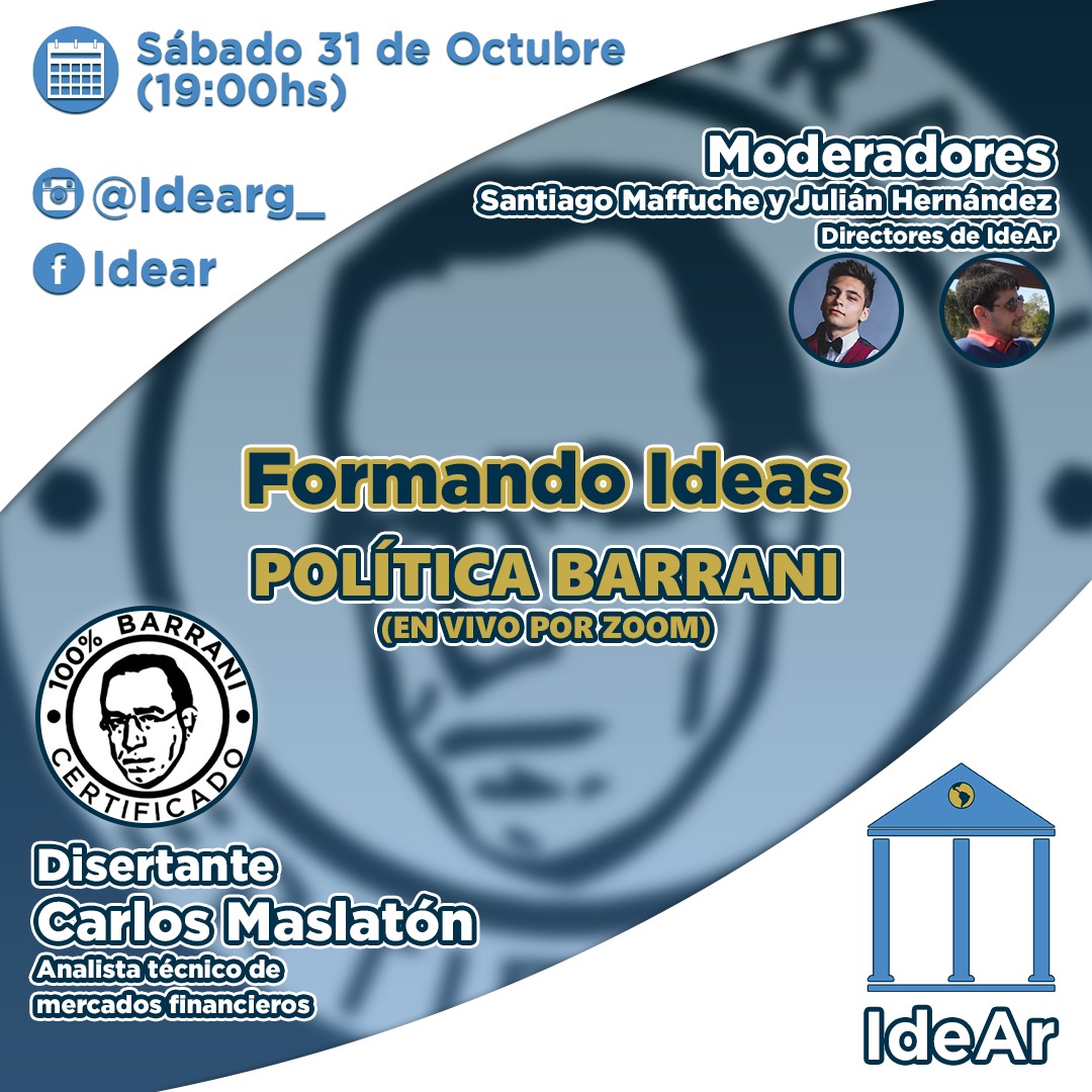 idearg_'s tweet photo. En el marco del ciclo "Formando Ideas", el Sabado 31 a las 19hs tendremos una gran charla con Carlos Maslatón sobre la coyuntura nacional que nos aqueja.
El link del zoom se va a pasar aproximandose la fecha.
¡Agendalo!
#IdeAr #FormandoIdeas @CarlosMaslaton @jhernandeza93 https://t.co/FF0vwoy8L2
