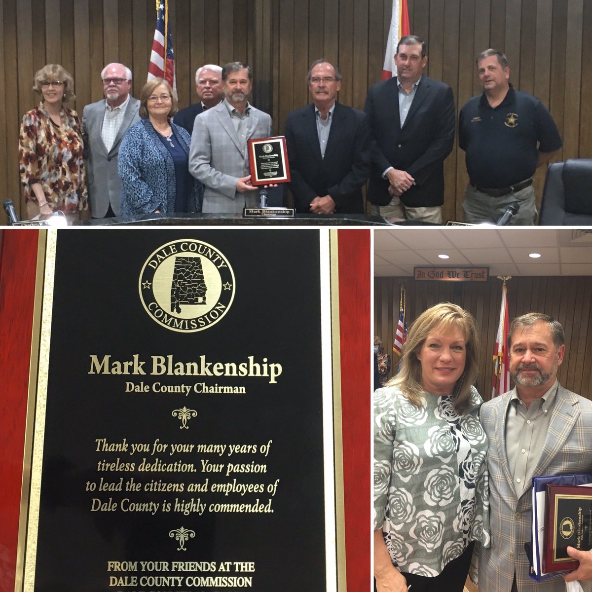 Chairman Mark Blankenship’s last meeting.  Mark will become the Mayor of Ozark next week.   Thank you Mark for your service to Dale County.  #Dale   <a href="/MarkBla16544654/">Mark Blankenship15</a>