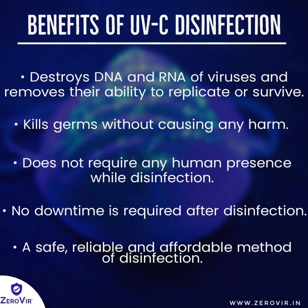 ZeroVir's tweet photo. UV-C light disinfection has many benefits and it is scientifically proven as the most effective way of disinfection.

So why are you still using liquid spray disinfectants?
Switch to ZV's UV-C disinfection solutions now!

To know more visit- https://t.co/epTQySyvTi 

#COVID19 https://t.co/W0GcNnzHPB