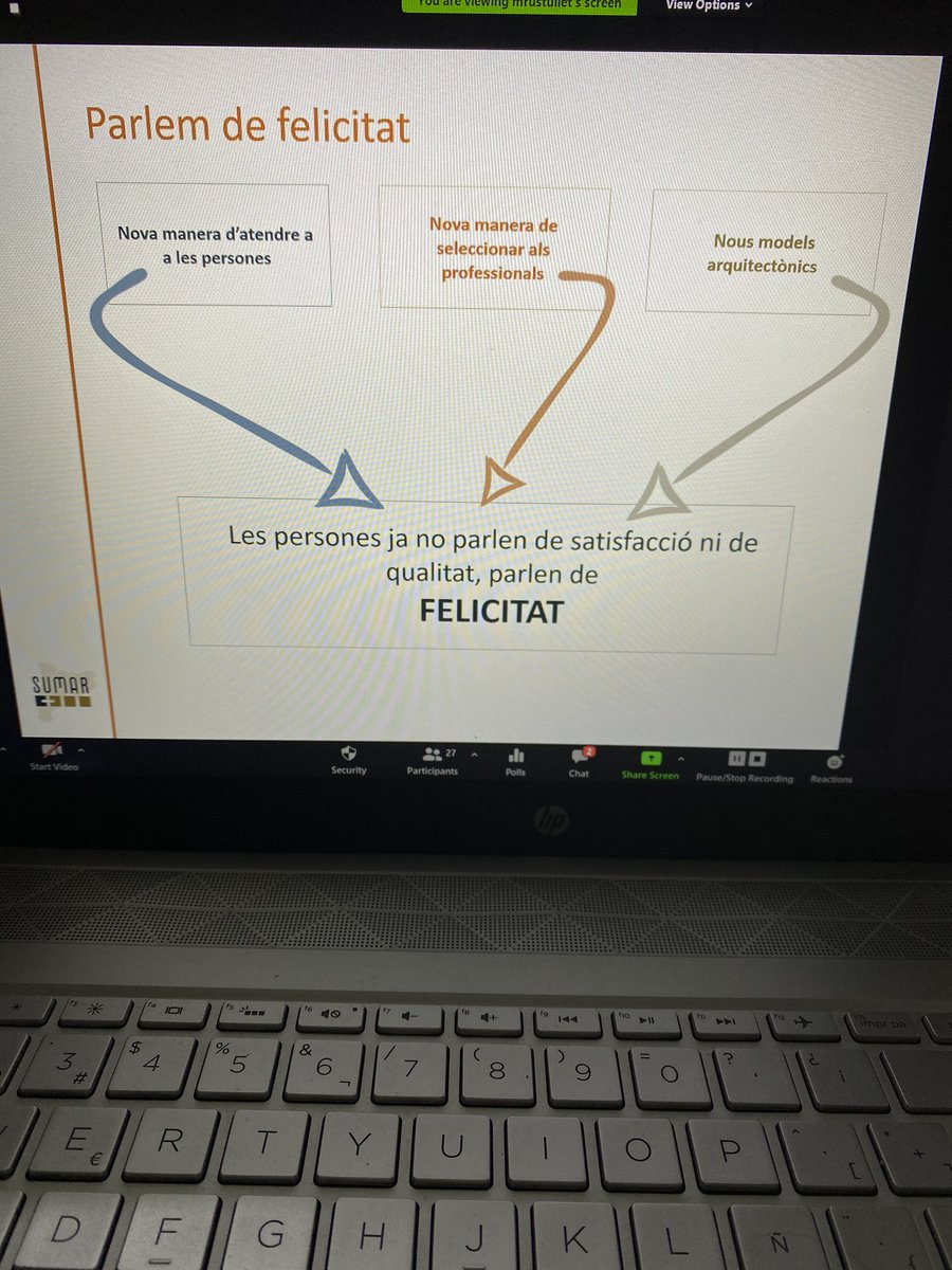 CpromosalutUdG's tweet photo. Hem de fer un canvi de paradigma. És el moment. La gent ha de poder arribar al final de la vida tal i com ha viscut. Parlar de Felicitat #webinarCPS https://t.co/EHql74Am6C