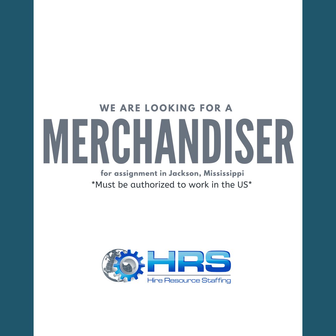 HireResource1's tweet photo. We are hiring a Merchandiser for an assignment in #Jackson, #Mississippi, and for more information please visit the following link: https://t.co/mrnoCuF5Do #Merchandiser #mississippijobs #jacksonjobs #wearehiring #jobopportunites #jobopenings #employmentopportunities https://t.co/uTCX13nvVJ