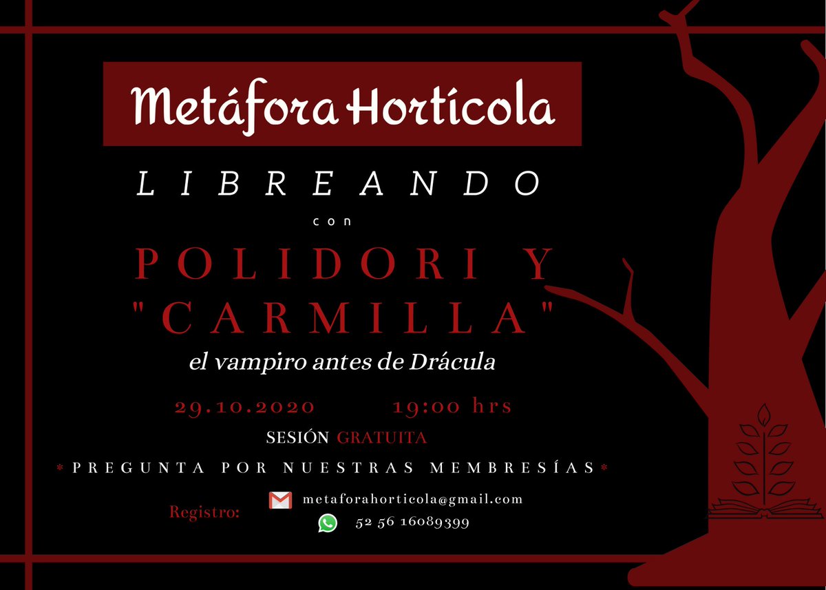 #libreando #octubre #MetáforaHortícola #clubdelectura  #Vampiro #Polidori #Carmilla #Drácula #Online #libro #book