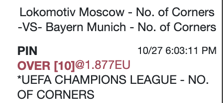 EagleTipsF's tweet photo. Good confident
#EagleTip403
27/10/20 18h55 CL
Lokomotiv Moscow - Bayern Munich
Over 10 Corners @ 1.877
1%
#TeamParieur #CLGW2 #LOKFCB https://t.co/T23BAd0vaK