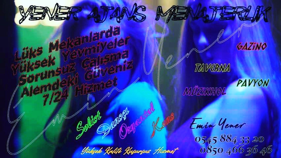 ❇️Türkiye'nin En Büyük Menajerlik Ajansı ❇️
🔷Lüks Gazinolarda 🔷
🔘550 den Başlayan Yevmiyelerle Çalışmak İçin 🔘
0545 884 33 20  📞 0850 466 36 46
  ⛔️Menajer Emin Yener ⛔️#Kons ,#Oryantel , #Solist , #Dansçı , #Gazino , #pavyon , #Müzikol , #Bar , #Yatılıiş, #GazinoMenajeri