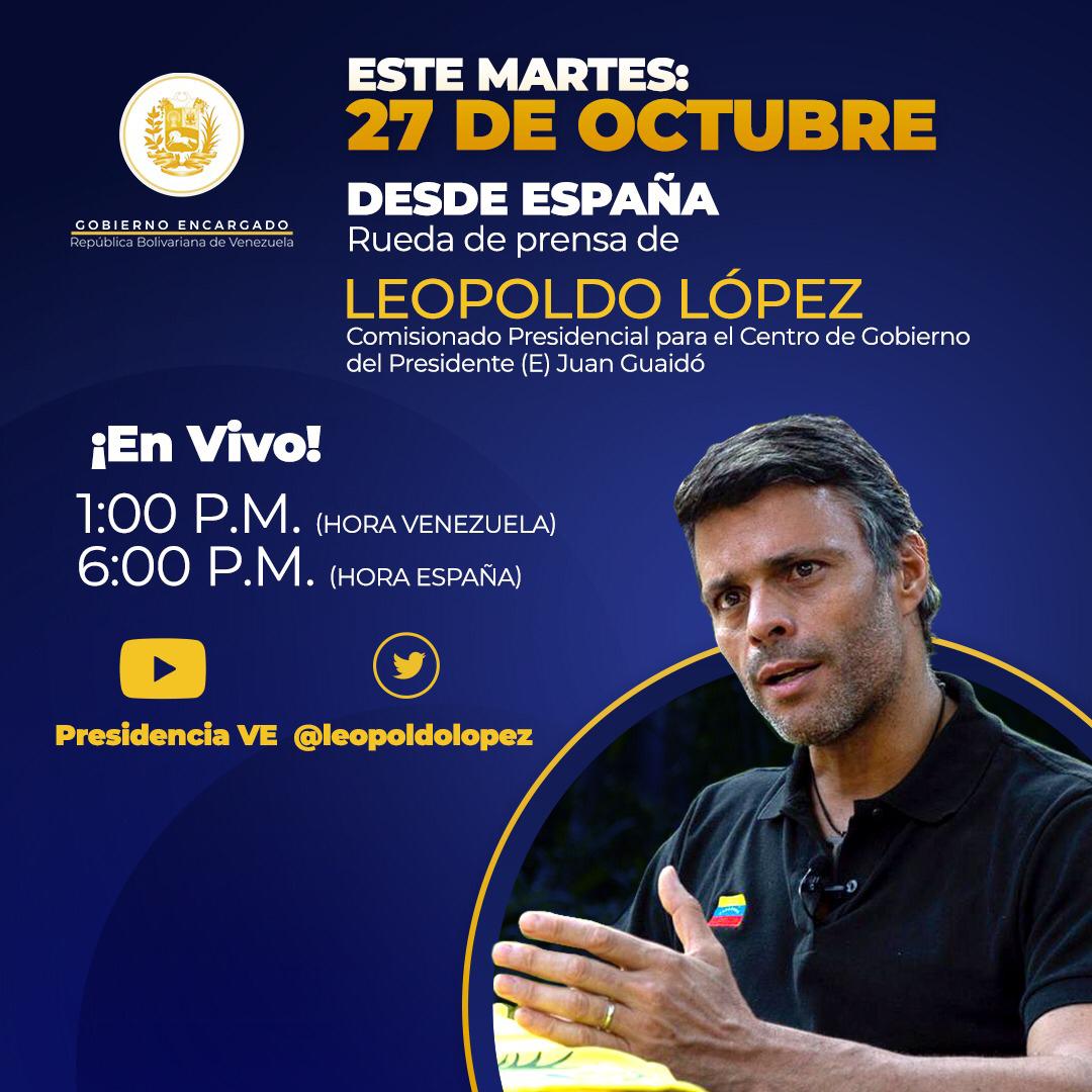 ElNacionalWeb's tweet photo. Rueda de prensa de Leopoldo López desde España #ENPolítica https://t.co/WeBRoa5JFS https://t.co/HyAl9BG8l7