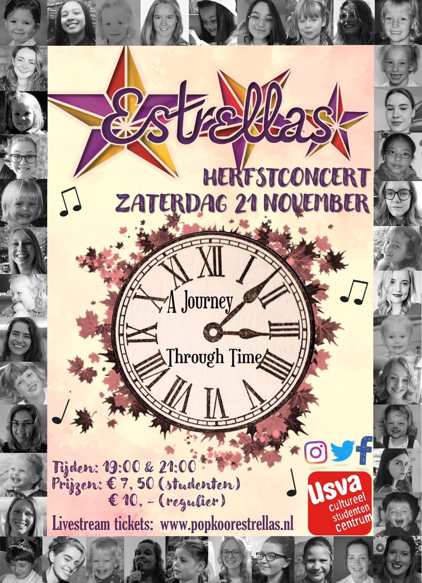 KoorEstrellas's tweet photo. Save the date! Op 21 november geeft Popkoor Estrellas twee online concerten! "A Journey Through Time" neemt het publiek mee langs pareltjes uit de muziekgeschiedenis. Koop je livestream ticket nu op https://t.co/kuuHrWEuZA https://t.co/mhE457r05D