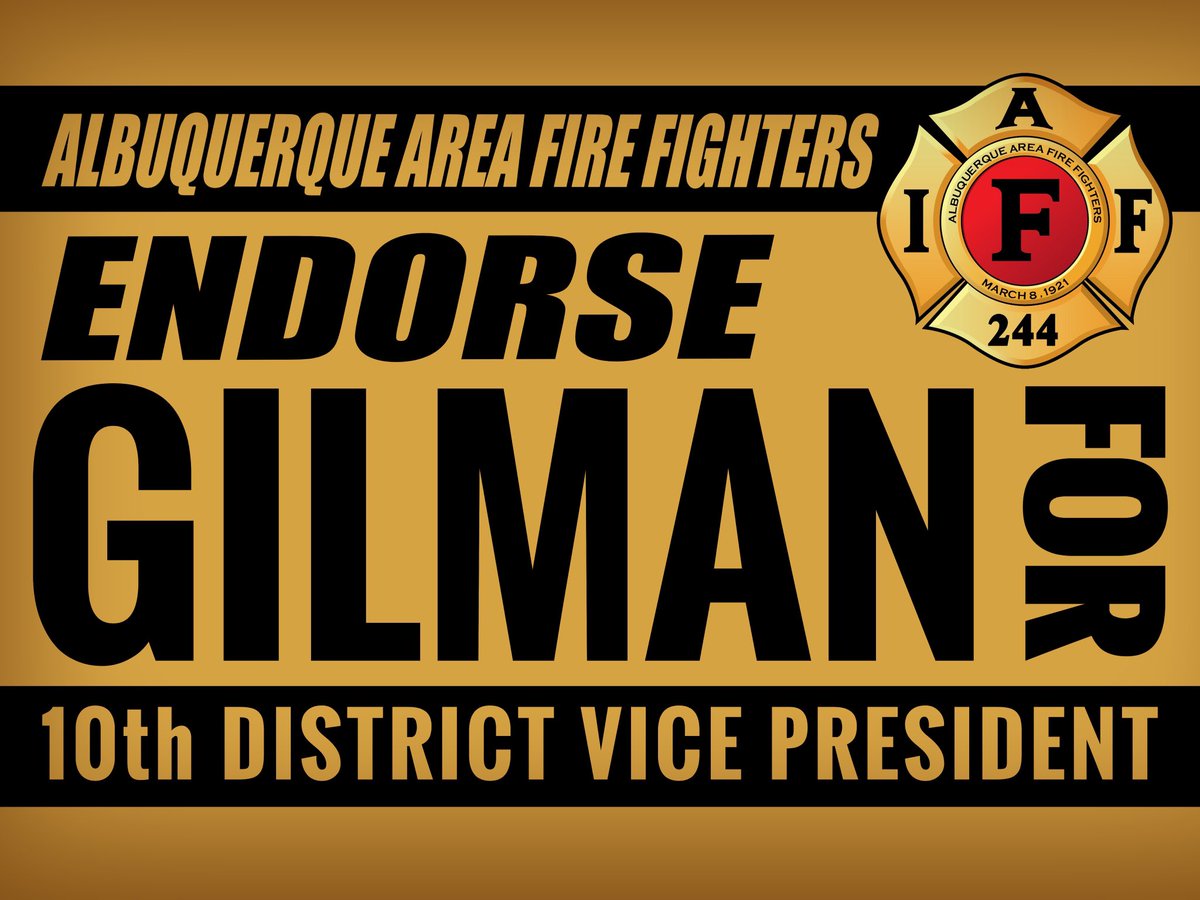 iafflocal244's tweet photo. The Albuquerque Area Fire Fighters are proud to endorse 10th District Field Service Representative Stephen Gilman for 10th DVP. We know with his experience, the 10th will continue to be a powerhouse in the IAFF. #Gilmanfordvp10 #team10meansTEAM10 #nolipservice #unitediaff https://t.co/ruK6QNpCuC