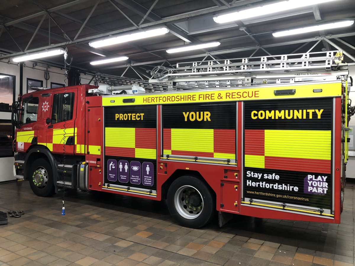 Herts Fire Control (@hertsfrscontrol) on Twitter photo Our <a href="/HFRS/">Herts Fire & Rescue</a> Technical Services Team have been busy rebranding our <a href="/stevenage_fire/">Red Watch Stevenage</a> appliance with advice on how to keep safe during this pandemic. Everyone can play their part. hertfordshire.gov.uk/coronavirus Our <a href="/HFRS/">Herts Fire & Rescue</a> Technical Services Team have been busy rebranding our <a href="/stevenage_fire/">Red Watch Stevenage</a> appliance with advice on how to keep safe during this pandemic. Everyone can play their part. hertfordshire.gov.uk/coronavirus