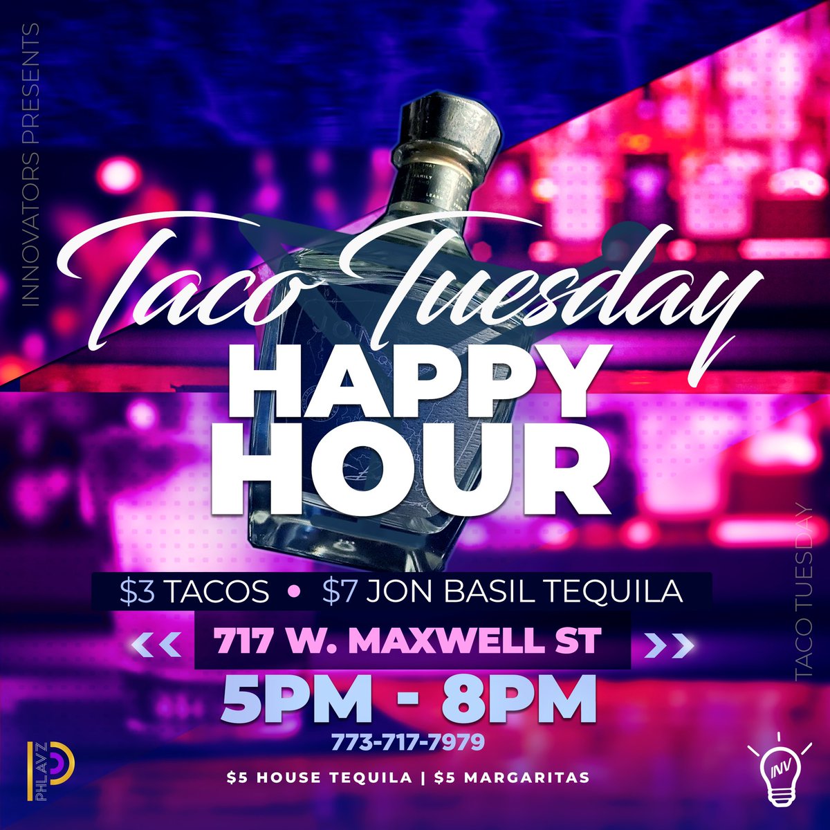 TheINVpresents's tweet photo. We’re celebrating to the recent success of @phlavz opening a 2nd Location coming soon!! Come join us this evening for Happy Hour and enjoy our Happy Hour specials from 5-8pm!!! Pull up!!! #TheINVpresents #BlackOwnedBusiness https://t.co/htBr4Hvkit
