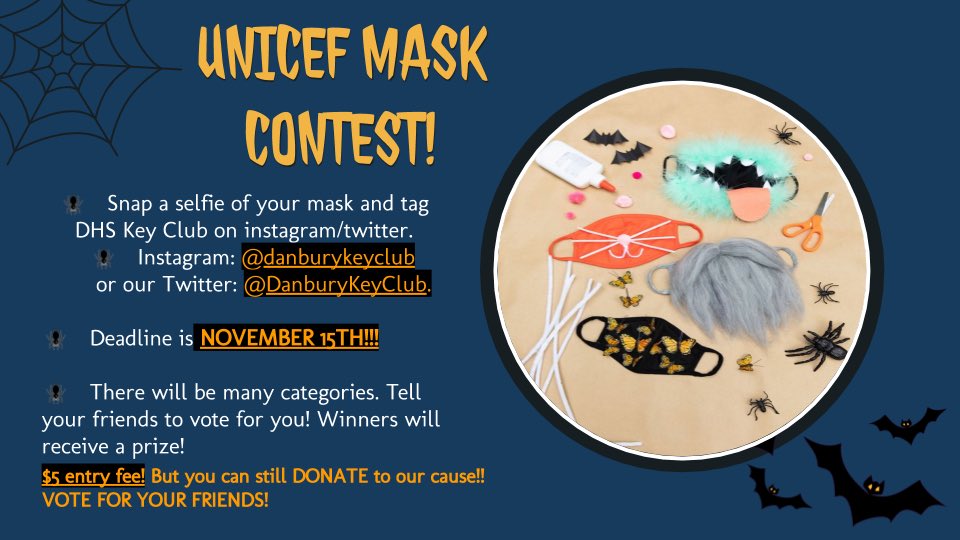 DanburyKeyClub's tweet photo. Here’s how to join the UNICEF Mask Contest! Just follow the instructions on the post and scan the QR code! https://t.co/rQWMSKIqaP