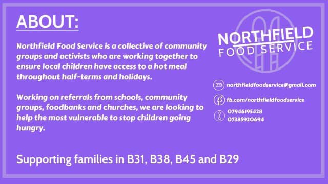 If you you are or know a family who needs a meal, get in touch with Northfield Food Service (temporarily taking self-referrals) on 07385 920694 or email northfieldfoodservice@gmail.com and they will deliver a beautiful meal by our friends at <a href="/FullofChaat/">Full of Chaat</a> &amp; <a href="/DigbethDiner/">Digbeth Dining Club</a> 😁 🙏