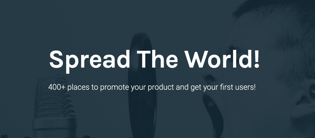 xavier_coiffard's tweet photo. 🔈Spread The World!

My first #nocode product is out! I made it to help you get your early adopters.

🛑Problem:
Founders struggle to get their first users &amp; feedback

✅Solution:
I've created a database of 400+ places where you can promote your product!

More below ⬇️ https://t.co/LlJq2WyuTh