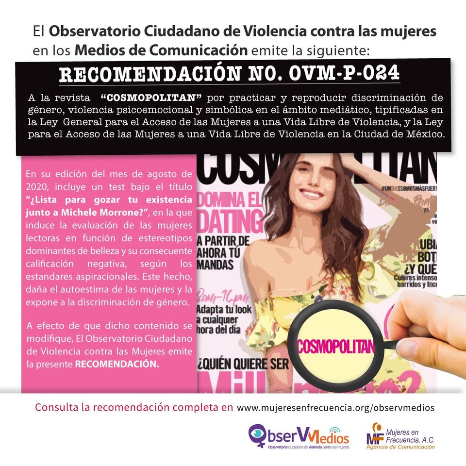observmediosmx's tweet photo. #observmedios #losmediosmeviolentan #sexismono #SEMUJERES #proyectocoinversion2020 Secretaría de las Mujeres CDMX Mujeres en Frecuencia, A.C. Secretaría de Gobernación CONAVIM Inmujeres México Of Carmen Saavedra, #cosmopolitanméxico
https://t.co/qk8rOdfVUn https://t.co/ZiAPk7L1EE