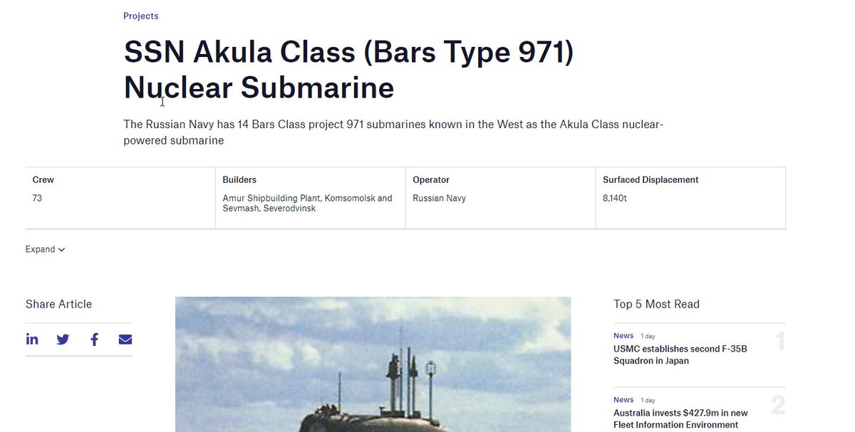 4. They acknowledge that the West was after the Russian  #nuclearsubmarine project info, called  #ImprovedAkula, also called  #Project971U &  #Project971A ( #AkulaI & AkulaII respectively). Akula 2 has advanced machinery-quieting technology  https://www.naval-technology.com/projects/akula/ 