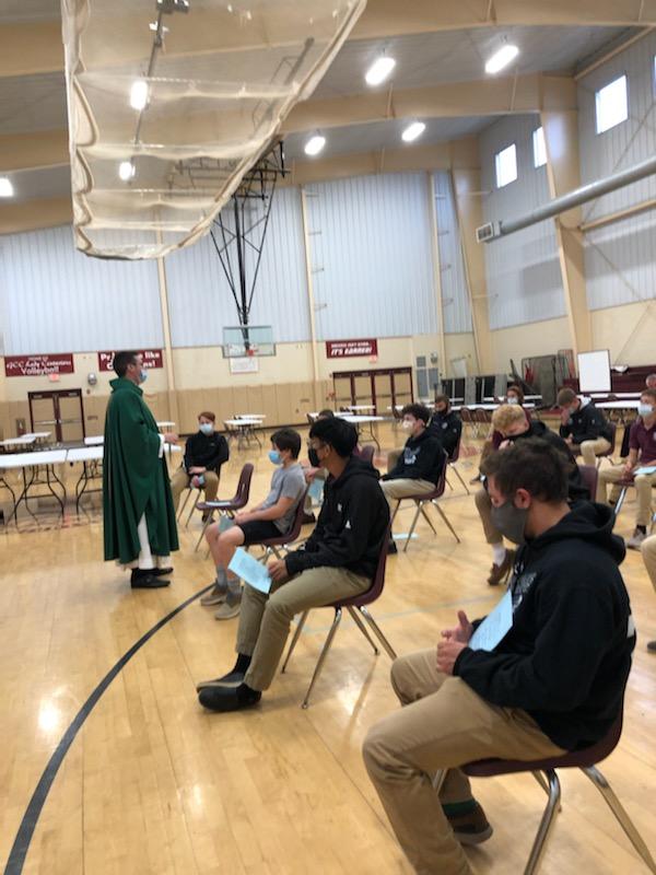 GCC SOCCER TEAM attended a Mass to pray for the team who will be playing tonight in the WPIAL Playoffs. 
Our Lady of Victory, pray for us!