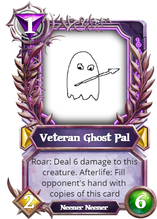 VeteranHoplite's tweet photo. Here's my @GodsUnchained #shadowdraw Ghost Pal entry. You should really think twice before playing this card. https://t.co/beQXNjmEGt