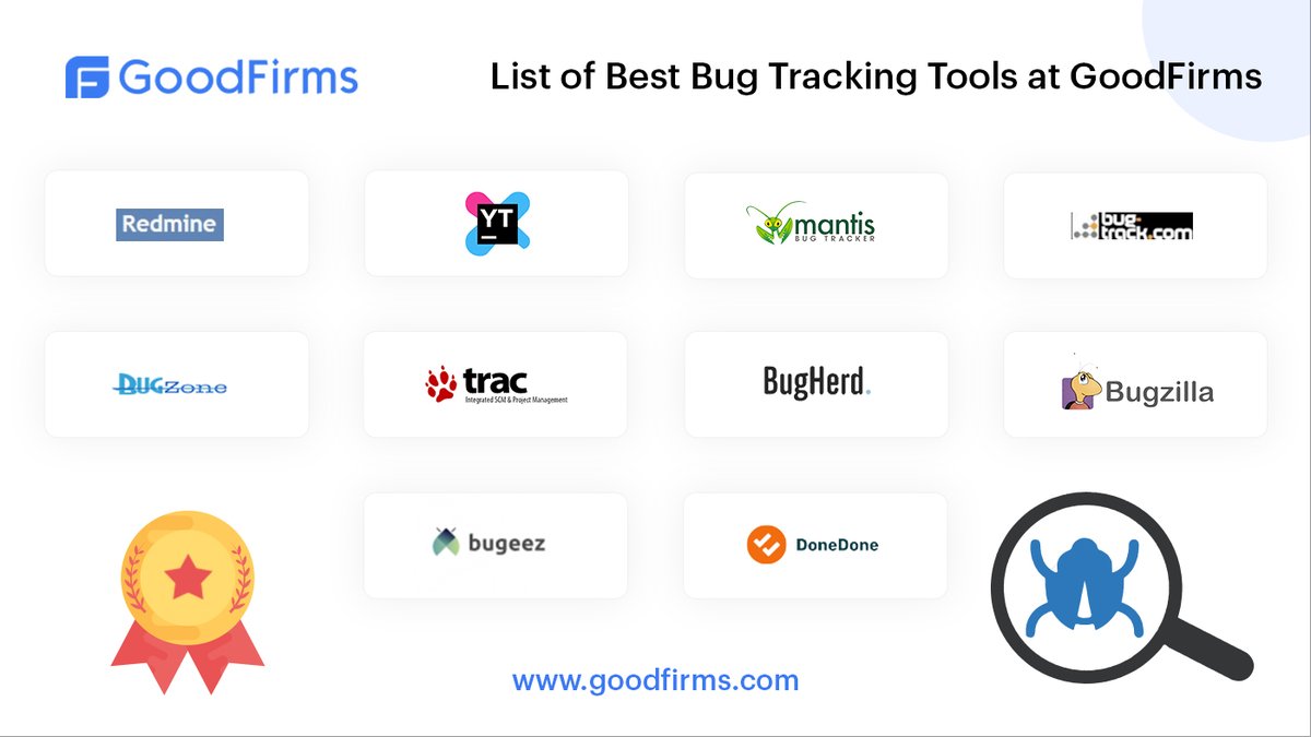 GoodFirms's tweet image. Check out the list of Best #BugTrackingTools at @GoodFirms - bit.ly/37K8xBJ
@Redmine
@jetbrains
@mantisbt
bit.ly/35Gc2qf
Bugzone
Trac
@bugherd
@bugzilla
Bugeez
@GetDoneDone
#GoodFirms #BugTracking